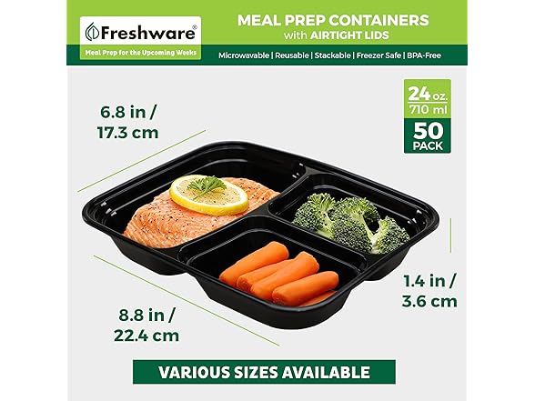 Freshware Meal Prep Containers [50 Pack]