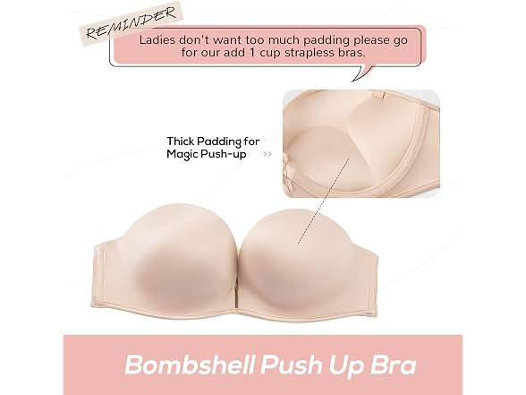 Dobreva Women (32B) Push Up Strapless Bra 32B Bras