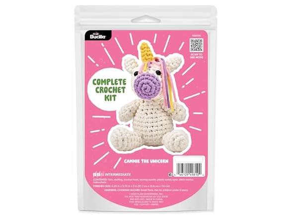 Bucilla, Complete Crochet Kit, Cammie the Unicorn, 5"