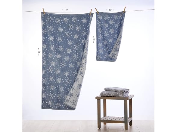 Scattered Snowflakes 100% Cotton Premium 4-Pc Towel Set
