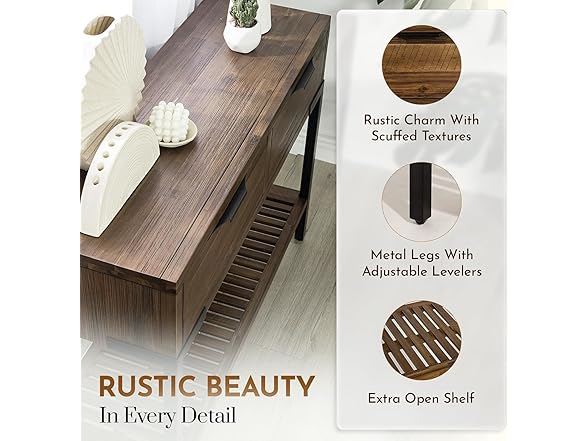 Bme Millie Farmhouse Solid Wood Console Table