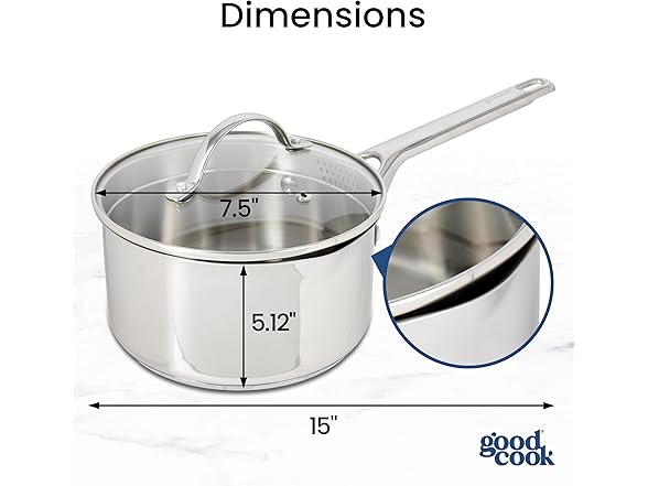 GoodCook Stainless Steel Sauce Pan with Strainer Lid 
