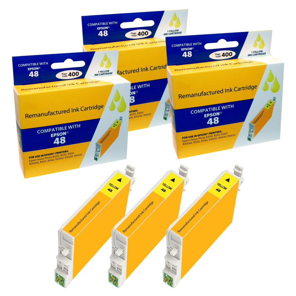 Compatible Epson T048520 Yellow ink Cartridge (3 Pack) - Gallery 2
