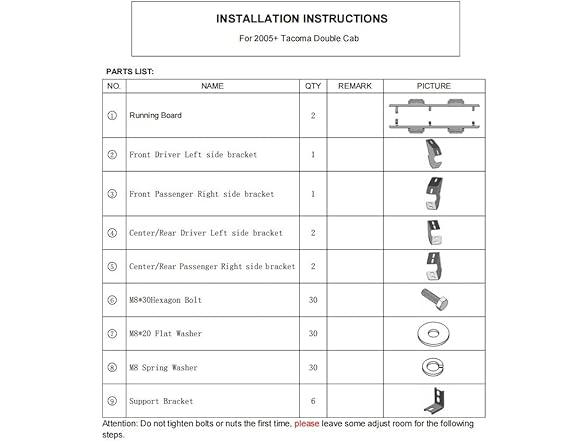 Running Boards Fit 2005-2023 Tacoma Double Cab