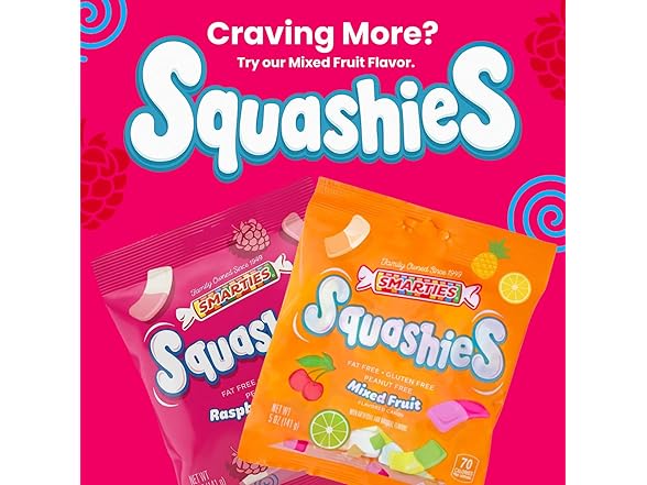 Smarties Squashies Foam Gummy Candies - Raspberry