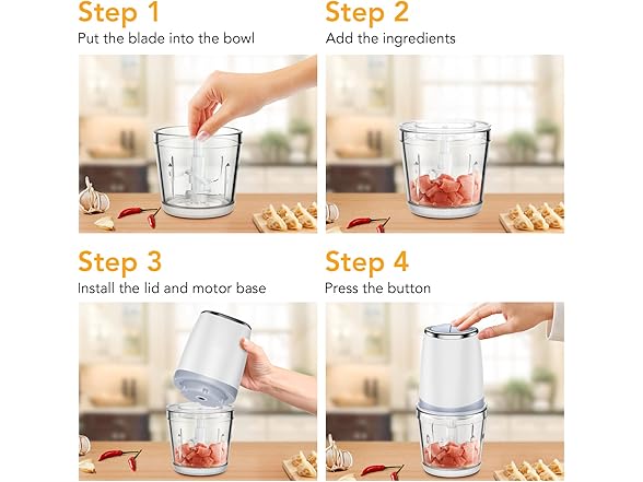 Electric Food Chopper 2.5Cup Glass