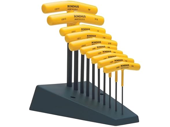 Bondhus 13390 Set of 10 Hex T-handlesizes 3/32-3/8in