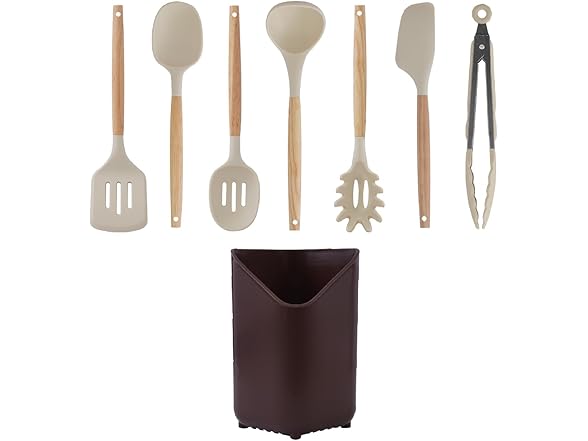 Glad Silicone Kitchen Utensils Set, 8pcs Beige