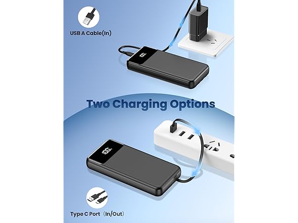 OHOVIV 50000mAh Power Bank with Built In Cables