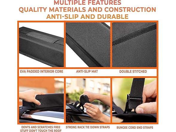 ZONETCH Soft Roof Rack Pads Heavy Duty, 2 Sets