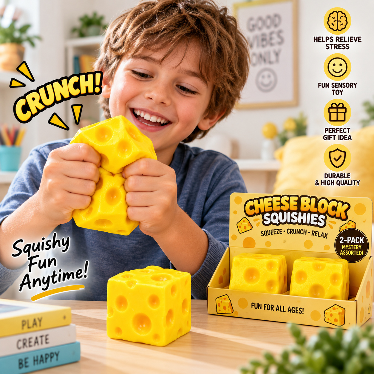 Cheese Block Crunch Squishy 2Pk - Gallery 5