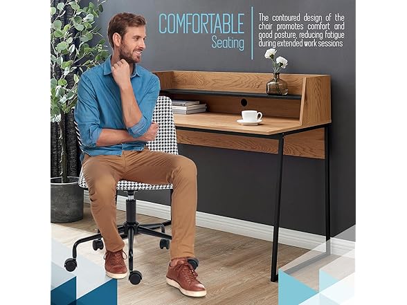 Armless Office Desk Chair in Vinyl Print