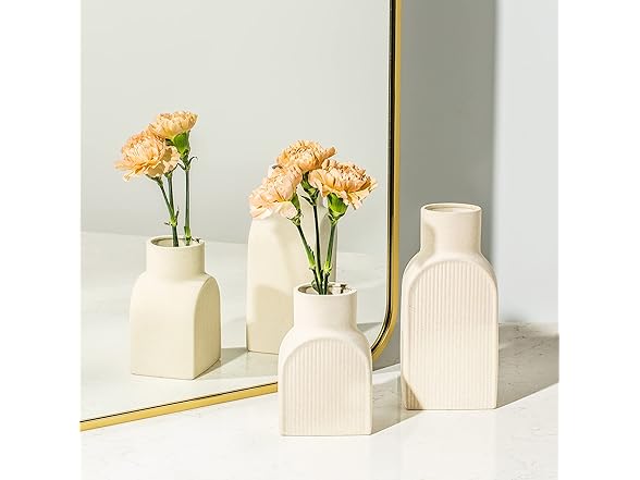 Home Habitat Ceramic Ribbed Vases