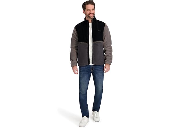 Billabong Mens Full Zip Mock Neck Sherpa Jacket