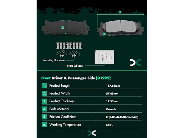 SCITOO D1222 D1212 Front Rear Ceramic Brake Pads