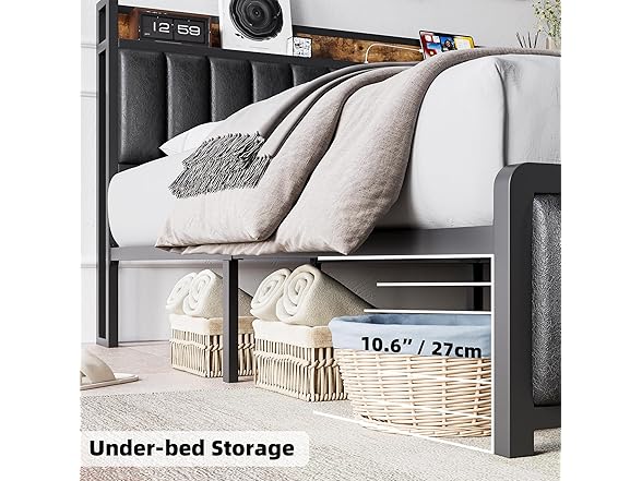 DEALHOUSE Bed Frame w/Storage Headboard