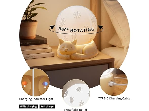 WISUCL Touch Control Rotating Cat Lamp