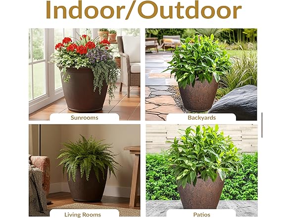 Sunnydaze 24-Inch Anjelica Large Plastic Pot Rust 2pk
