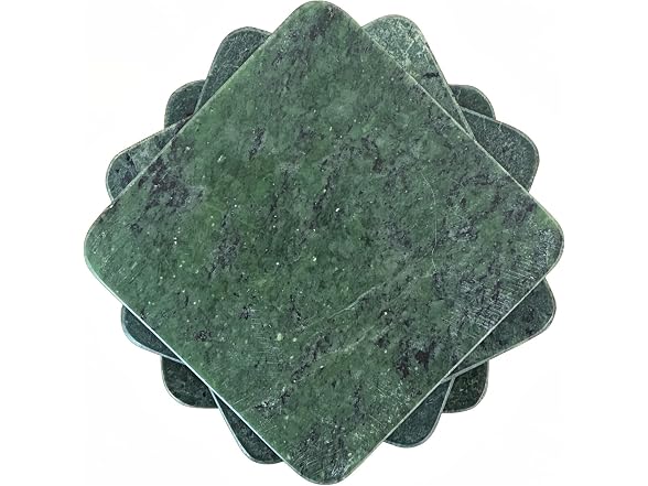 Howard Elliott Collection Evergreen Marble Coaster Set of 4