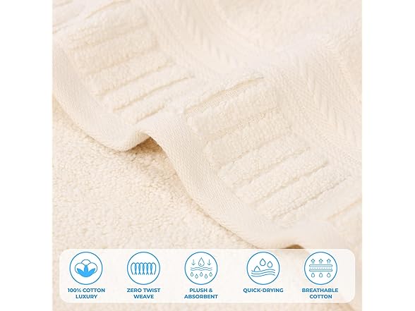 Superior 6PC Venice Zero Twist Cotton Towels