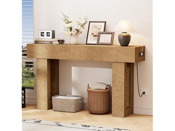 63" Long Console Table w/Outlets & USB Ports