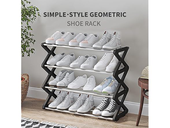 Fancial Small Shoe Rack (4-Tier, Black)