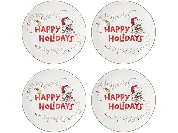 Lenox Snoopy Christmas Accent Plates, Set of 4