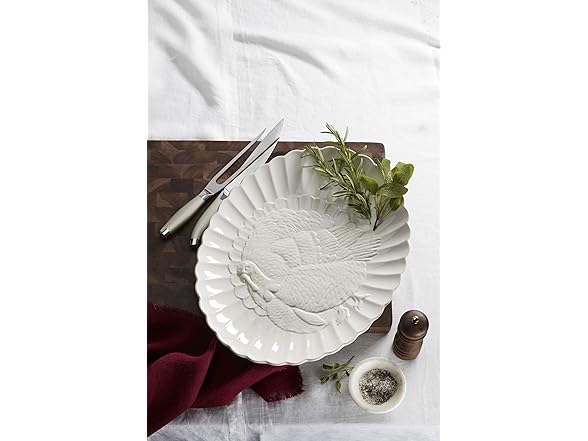 Lenox Serveware, Lenox French Perle Carved Turkey Platter, Scalloped