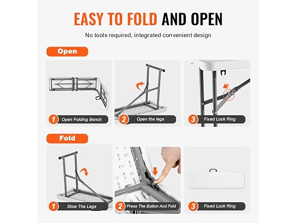 VEVOR Plastic 6' Folding Bench