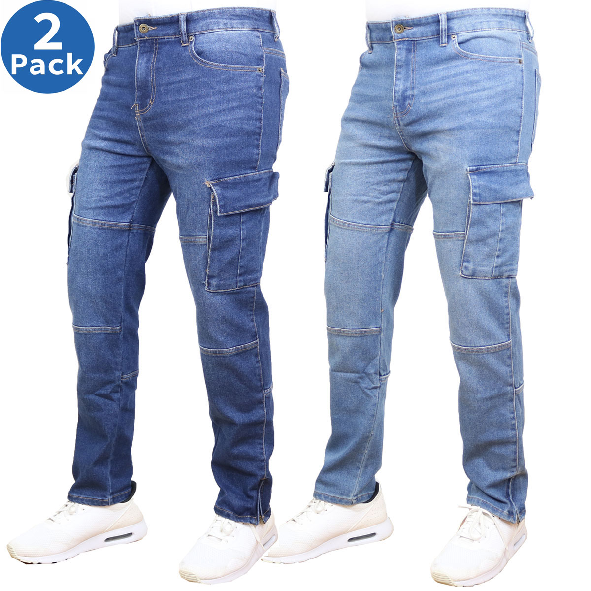 Men's Stretch Cargo Denim Jeans (30-42) - Gallery 33