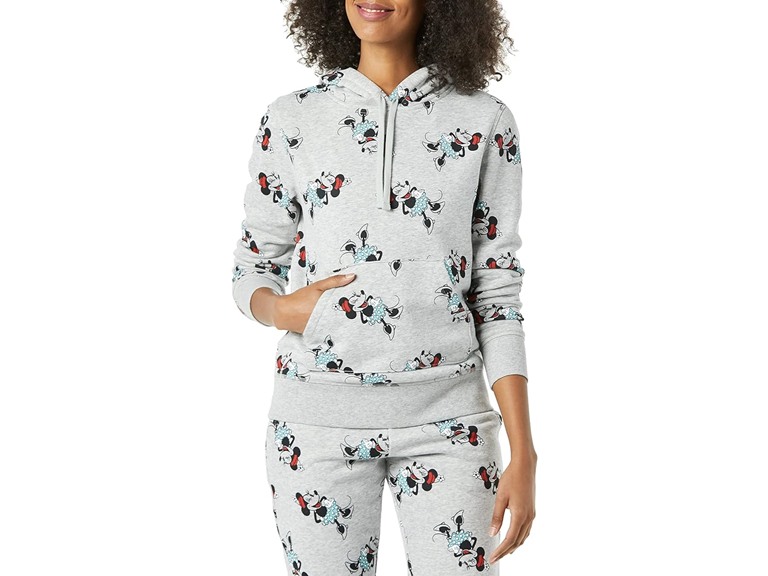 Amazon Essentials Disney | Marvel | Star Wars | Princess Women's Fleece Pullover Hoodie Sweatshirts (Available in Plus Size), Minnie Icons, Large