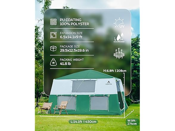 Corani 14.1'x6.5'x9' Inflatable Tent - Nomad Green