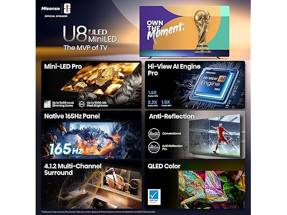 (NEW) Hisense 100" 4K UHD QLED U8 (2025 Model)