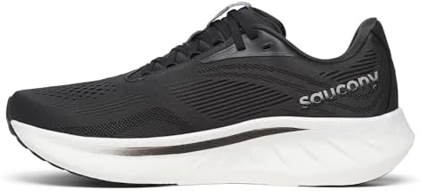 Saucony Men's Ride 18 Sneaker, Black/White, 12.5