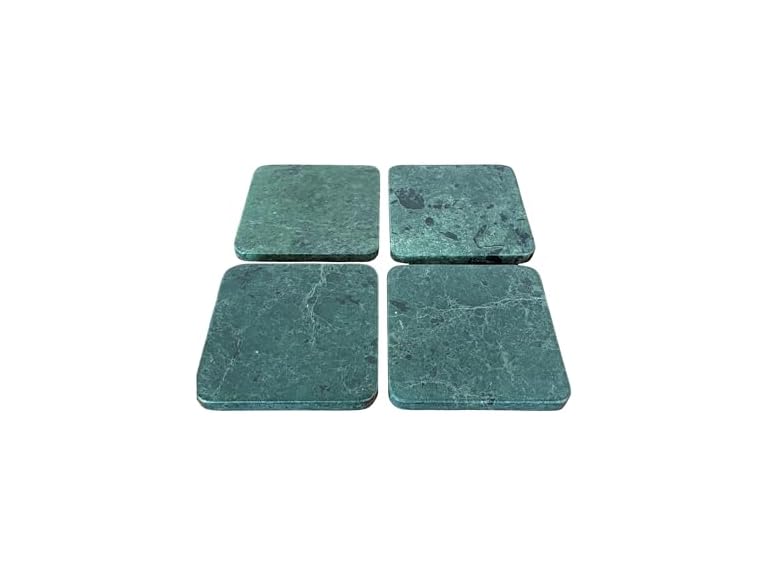 Howard Elliott Collection Evergreen Marble Coaster Set of 4