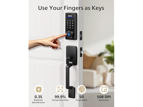Philip DDL240X-1HBG-H-MB Wi-Fi Smart Deadbolt With Hand