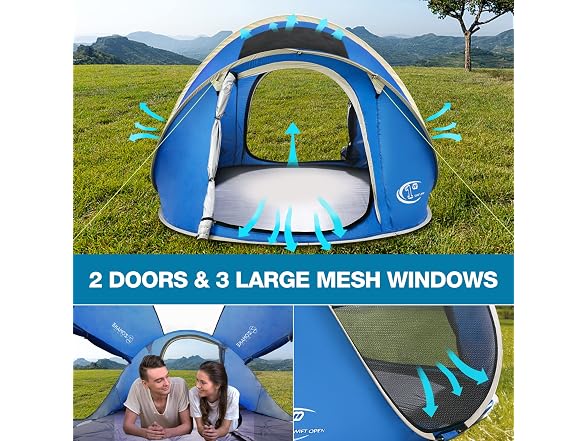 ZOMAKE Easy Pop Up Tent, 4-Person, Blue