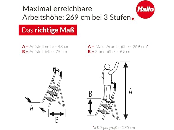 HAILO K75 ComfortLine 3-Step Ladder