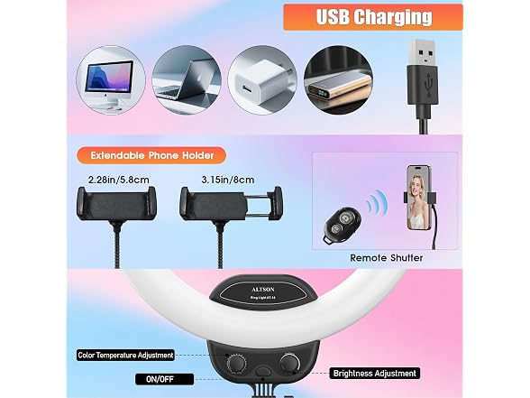 ALTSON 14in Selfie Ring Light w/ Tripod