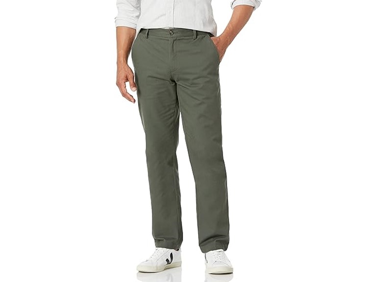 Amazon Essentials Men's Straight-Fit Wrinkle-Resistant Flat-Front Chino Pant, Dark Olive, 29W x 32L