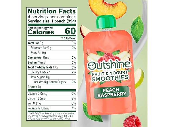 4PK Outshine Fruit & Yogurt Smoothie Peach Raspberrt