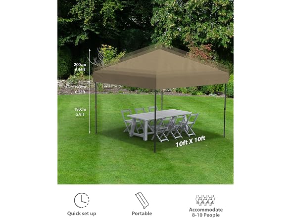 10x10 Pop Up Canopy Tent Khaki