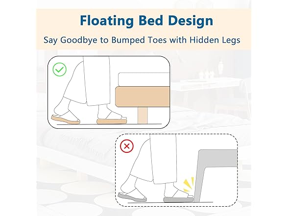 Dolonm Queen Floating Bed Frame w/LEDs
