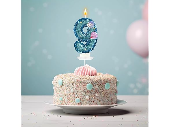 laackys Blue Shell Sequin Number Candle