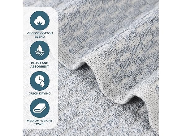 Superior 6PC Juno Hand Towels, Denim Blue