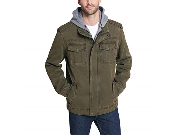 Levis Mens Washed Cotton Military Jacket - Gallery 10