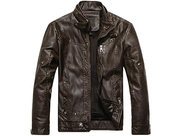 Chouyatou Men (S) Stand Collar Pu Leather Jacket