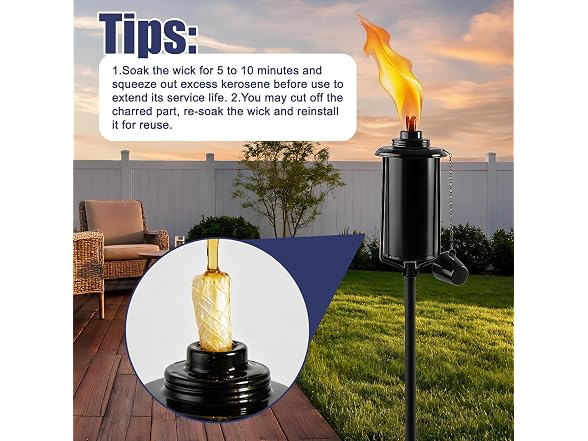 Takaouiu GAR-96 Metal Garden Torches, 6 Pack, 61in