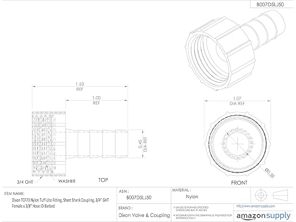 Dixon TCF73 Nylon Fitting 3/4"x3/8"