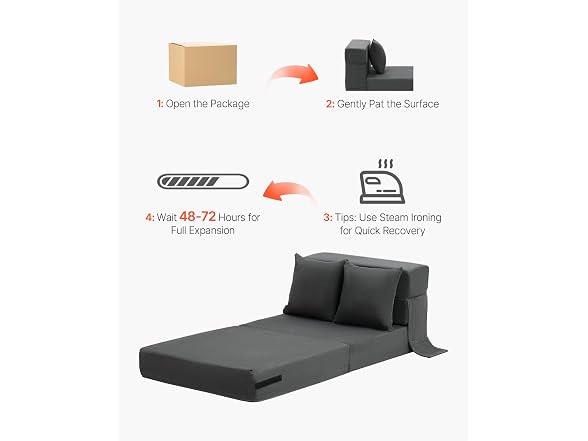 Folding Sofa Bed, 3-in-1 Foldable Couch